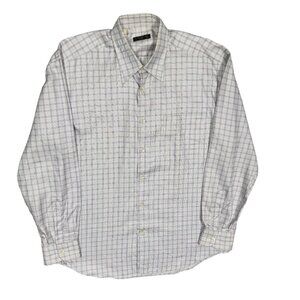 Corneliani Dress Shirt Italy Houndstooth Weave Check Longsleeve 42 16 1/2 Large